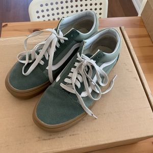 Women's sage green classic Vans Old Skool style